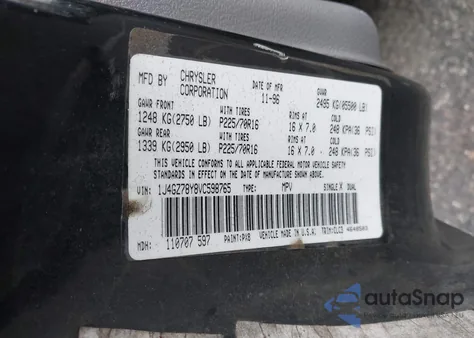 1997 Jeep Grand Cherokee Limited z USA, uszkodzony, nr VIN 1J4GZ78Y8VC598765